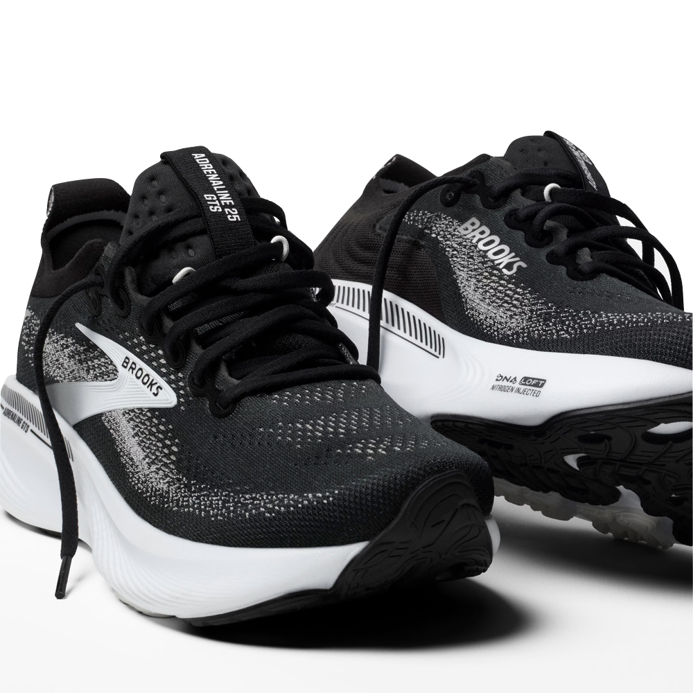 Toe and side view of Brooks Adrenaline GTS 25 Sneaker for women.