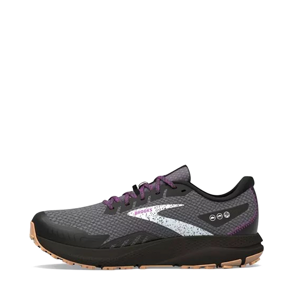 Brooks Women's Divide 4 GTX Waterproof Trail Running Sneakers in Black/Blackened Pearl/Purple