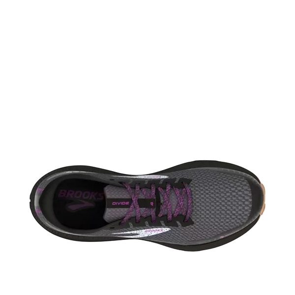 Brooks Women's Divide 4 GTX Waterproof Trail Running Sneakers in Black/Blackened Pearl/Purple