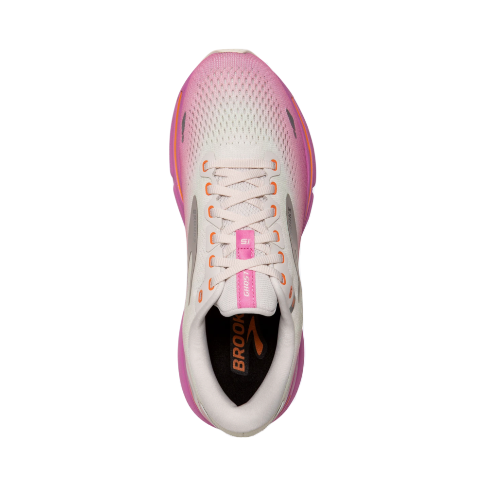 Top-down view of Brooks Ghost 15 for women.