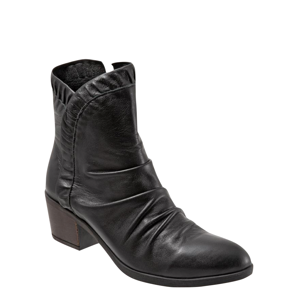 Bueno Women's Connie Leather Side Zip Heeled Dress Boot in Black