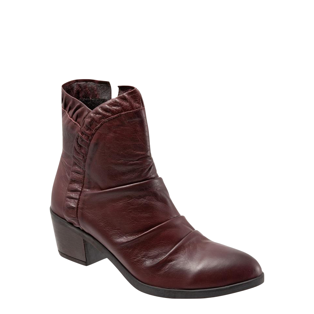 Bueno Women's Connie Leather Side Zip Heeled Dress Boot in Merlot