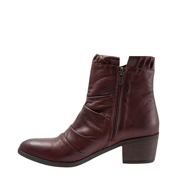 Bueno Women's Connie Leather Side Zip Heeled Dress Boot in Merlot