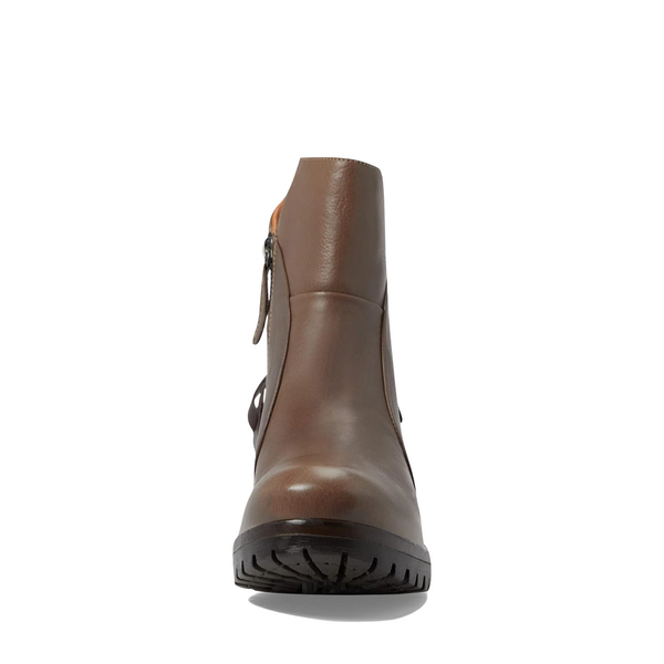 Bueno Women's Fallon Leather Side Zip Heeled Boot in Taupe
