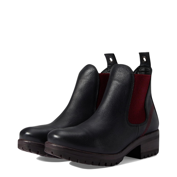 Bueno Women's Florida Leather Pull On Heeled Chelsea Boot in Black/Bordeaux