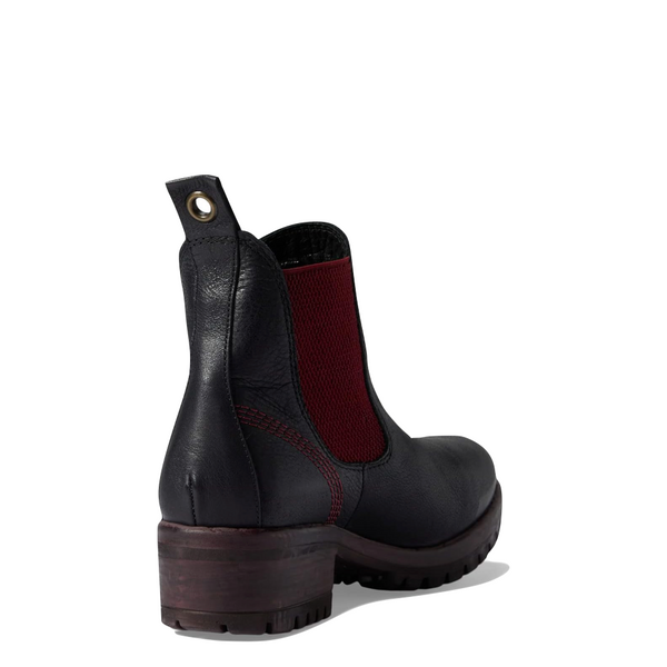 Bueno Women's Florida Leather Pull On Heeled Chelsea Boot in Black/Bordeaux