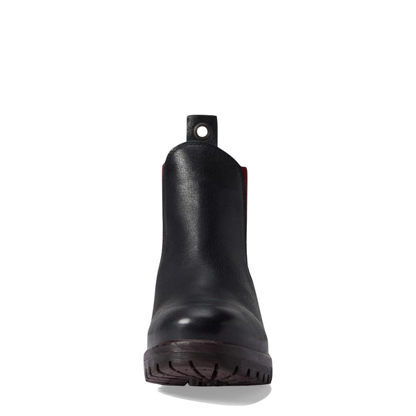 Bueno Women's Florida Leather Pull On Heeled Chelsea Boot in Black/Bordeaux