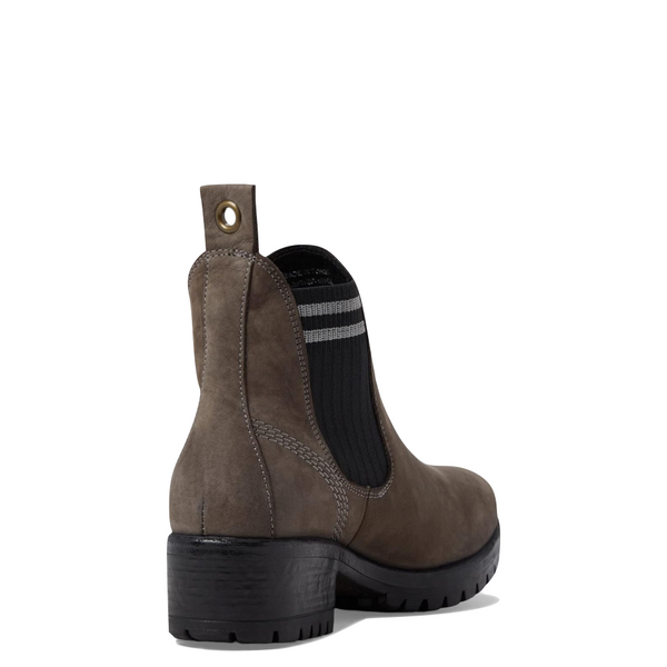 Bueno Women's Florida Leather Pull On Heeled Chelsea Boot in Grey Nubuck/Grey Knit