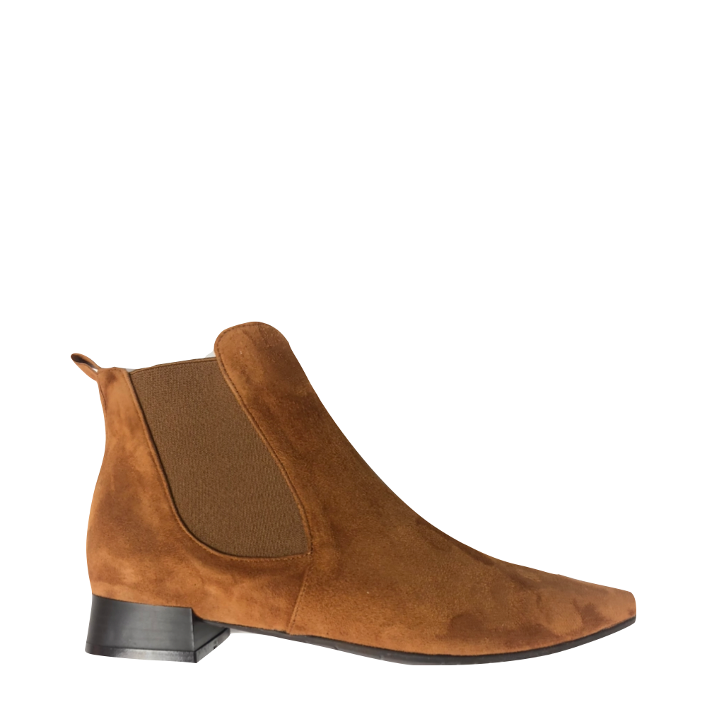 Bueno Women's Millie Heeled Pointy Toe Suede Leather Boot in Tobacco Tan