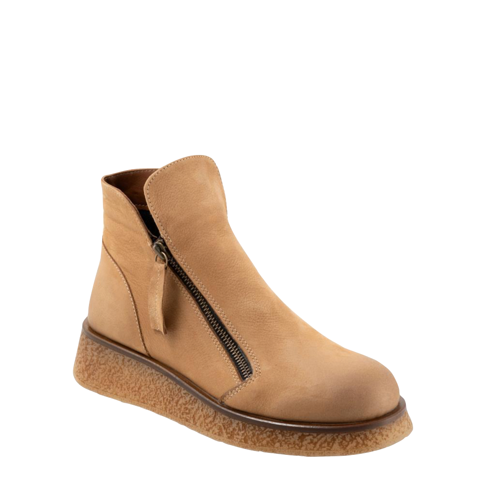 Bueno Women's Phoenix Leather Double Side Zip Boot in Desert Nubuck
