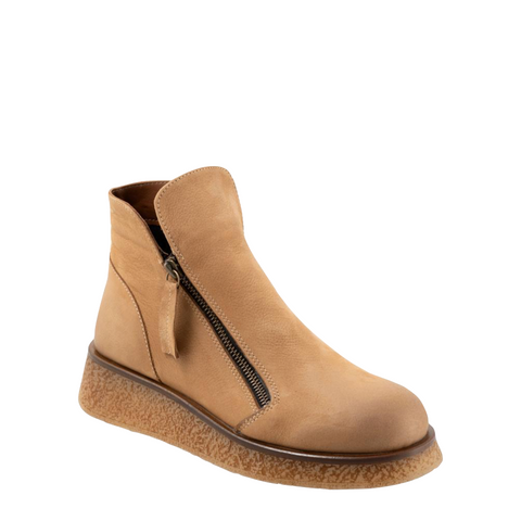 Bueno Women's Phoenix Leather Double Side Zip Boot in Desert Nubuck