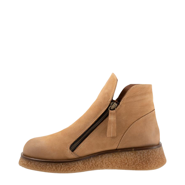 Bueno Women's Phoenix Leather Double Side Zip Boot in Desert Nubuck