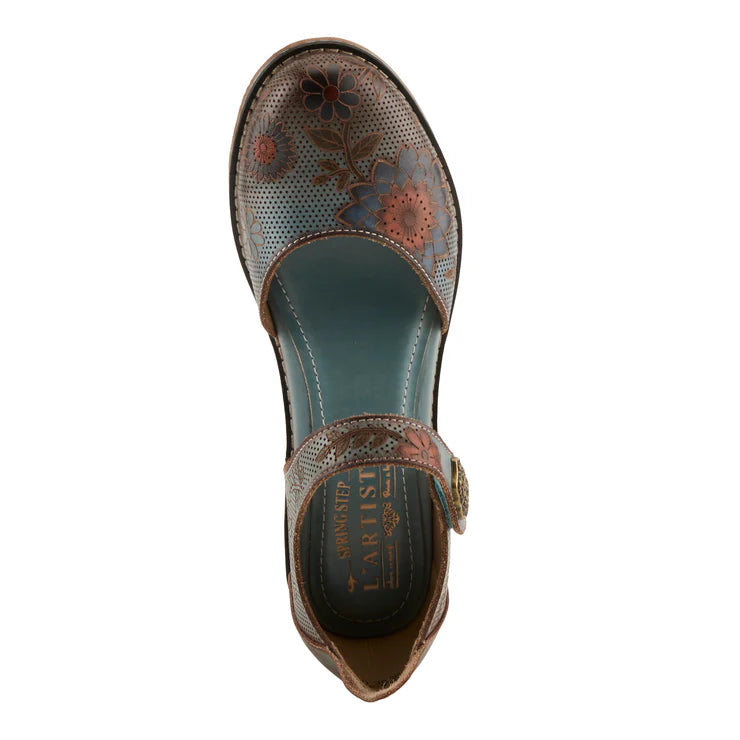 Spring Step Women's Cabracho Heeled Mary Jane in Blue Multi