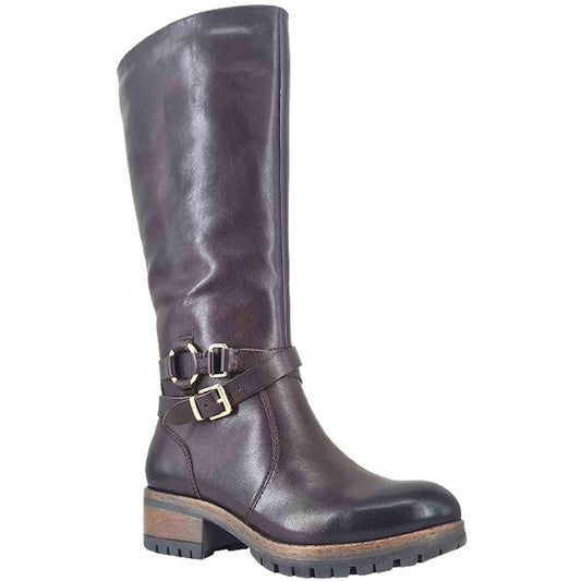 Salvia Women's Cece Tall Leather Side Zip Boot in Cafe