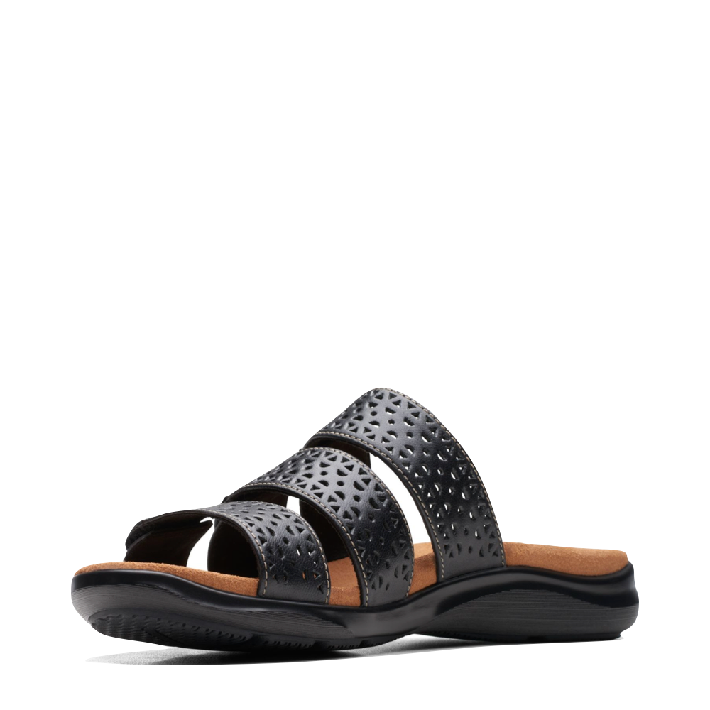 Reverse toe view of Clarks Kitly Walk Slide Sandal for women.