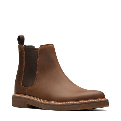 Clarks Men's Clarkdale Easy Pull On Chelsea Boot in Beeswax Brown