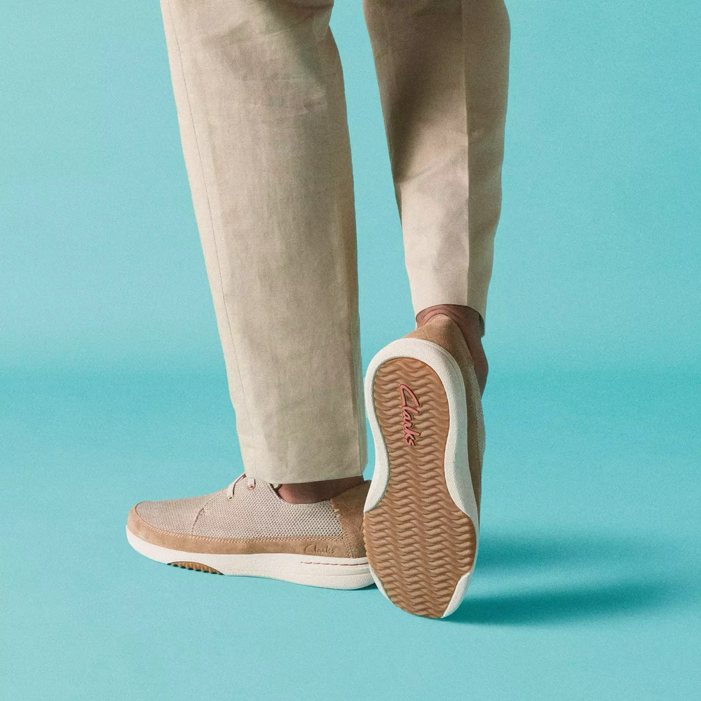 Model view of Clarks Easeway Suede Lace for men.