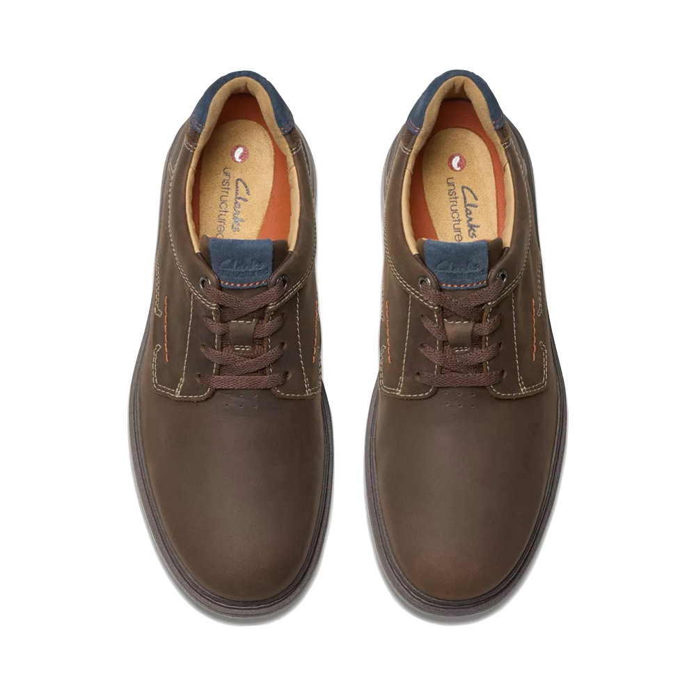 Top-down view of Clarks Un Briley Leather Lace Shoe for men.