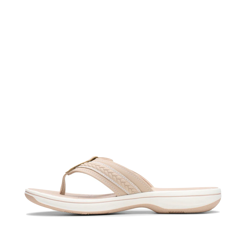 Side (left) view of Clarks Breezey Sun Flip Sandal for women.