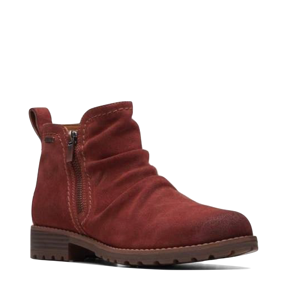 Clarks Women's Aspra Walk Waterproof Suede Leather Boot in Chestnut
