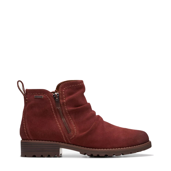 Clarks Women's Aspra Walk Waterproof Suede Leather Boot in Chestnut