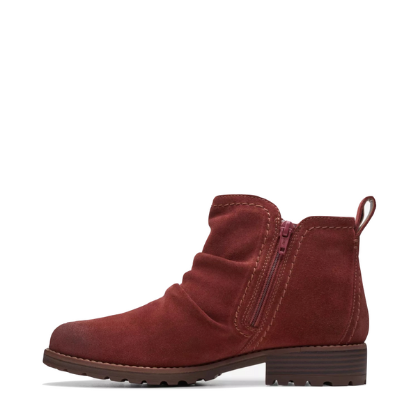 Clarks Women's Aspra Walk Waterproof Suede Leather Boot in Chestnut