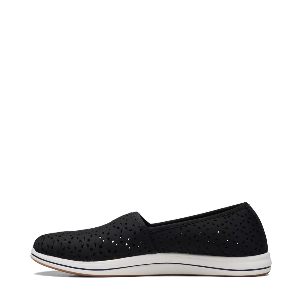 Side (left) view of Clarks Breeze Emily Perfed Slip On for women.