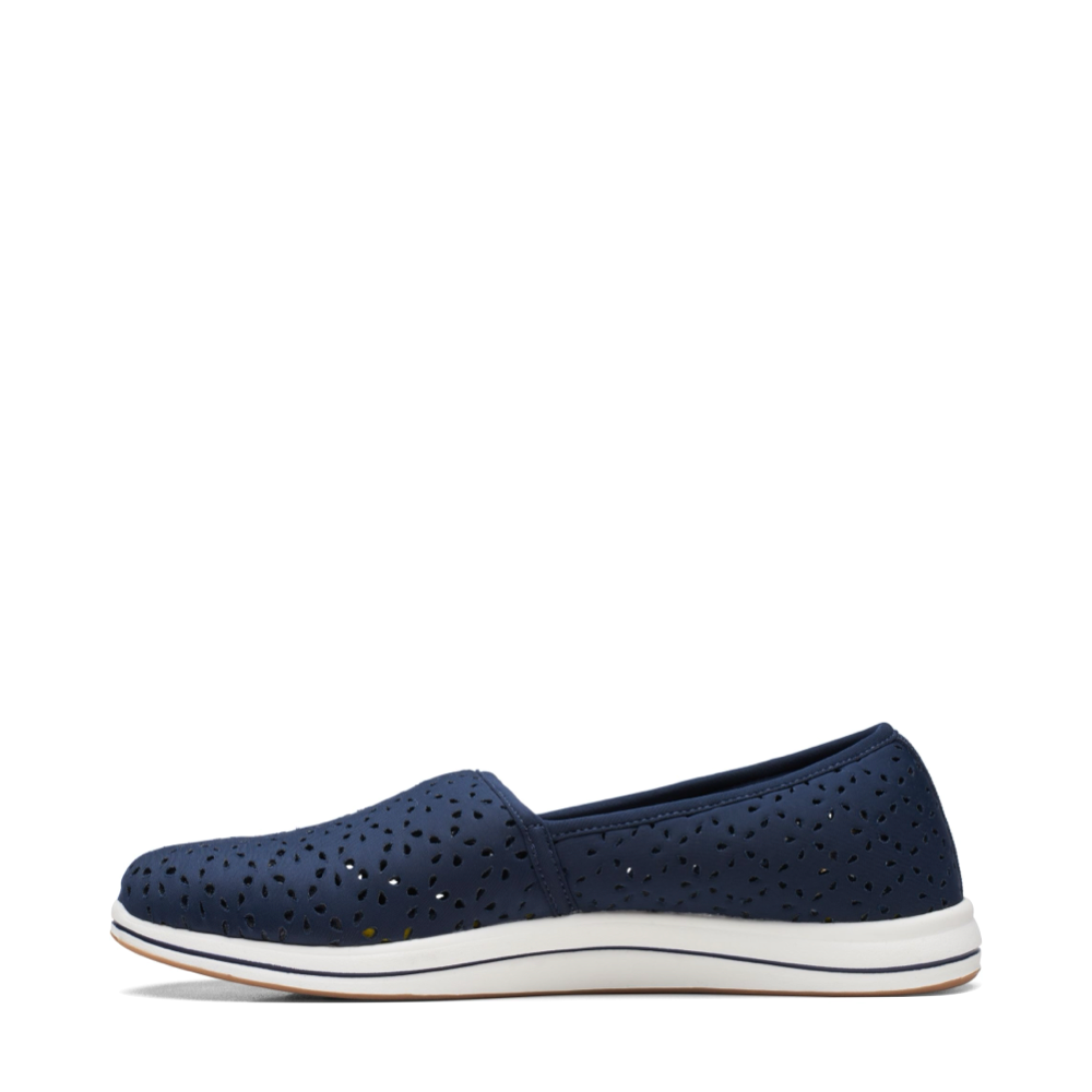 Side (left) view of Clarks Breeze Emily Perfed Slip On for women.