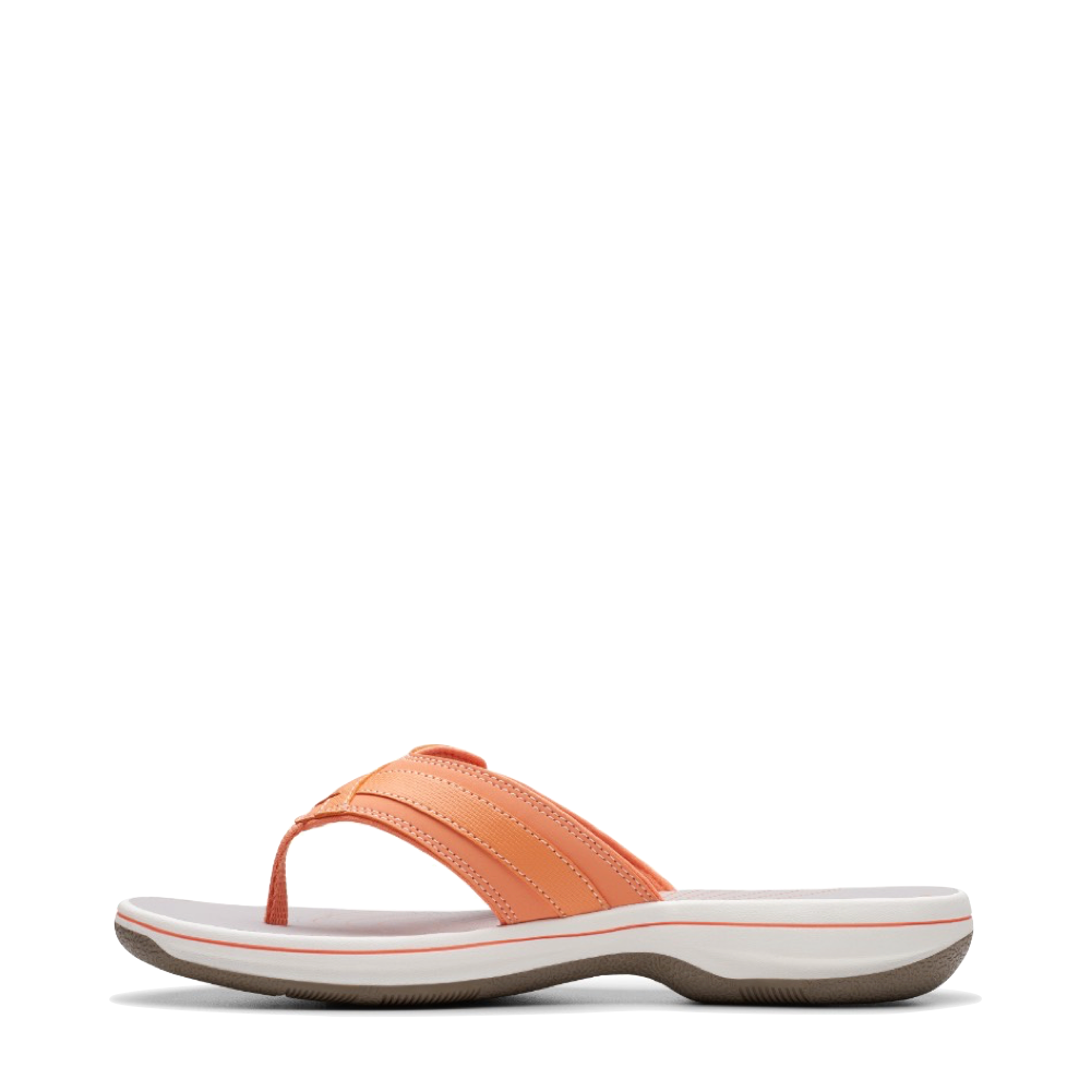 Side (left) view of Clarks Breeze Sea 2 Flip Thong Sandal for women.