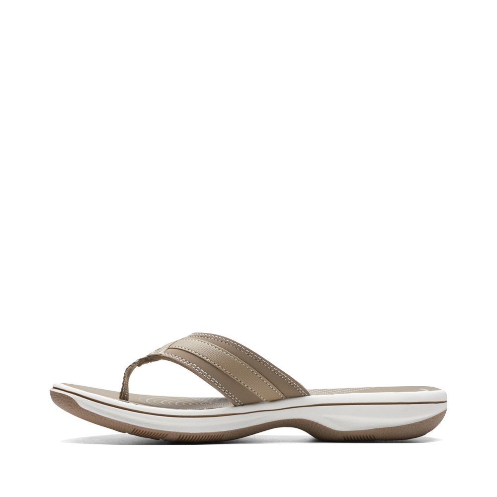 Side (left) view of Clarks Breeze Sea 2 Flip Thong Sandal for women.