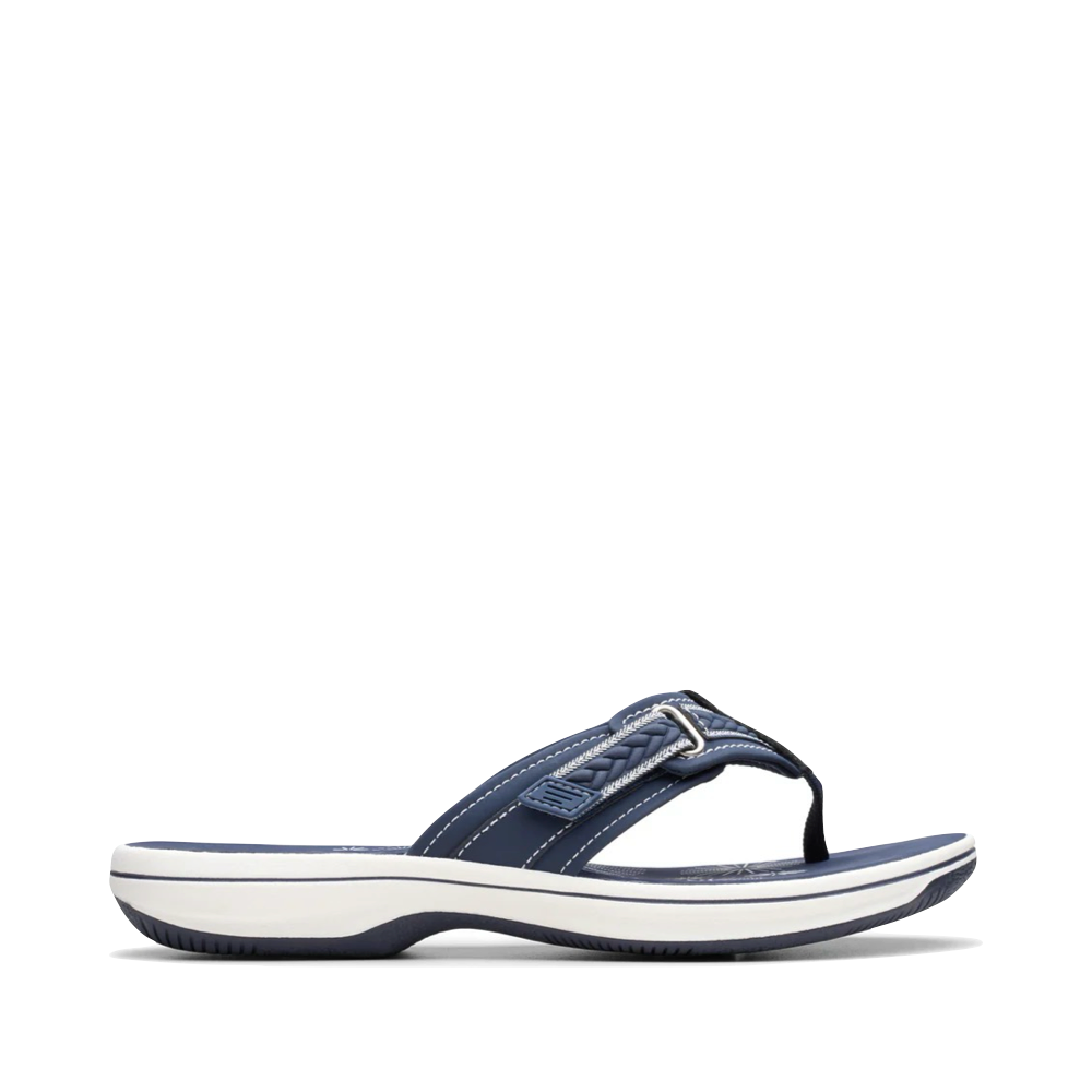 Side (right) view of Clarks Breezey Sun Flip Sandal for women.