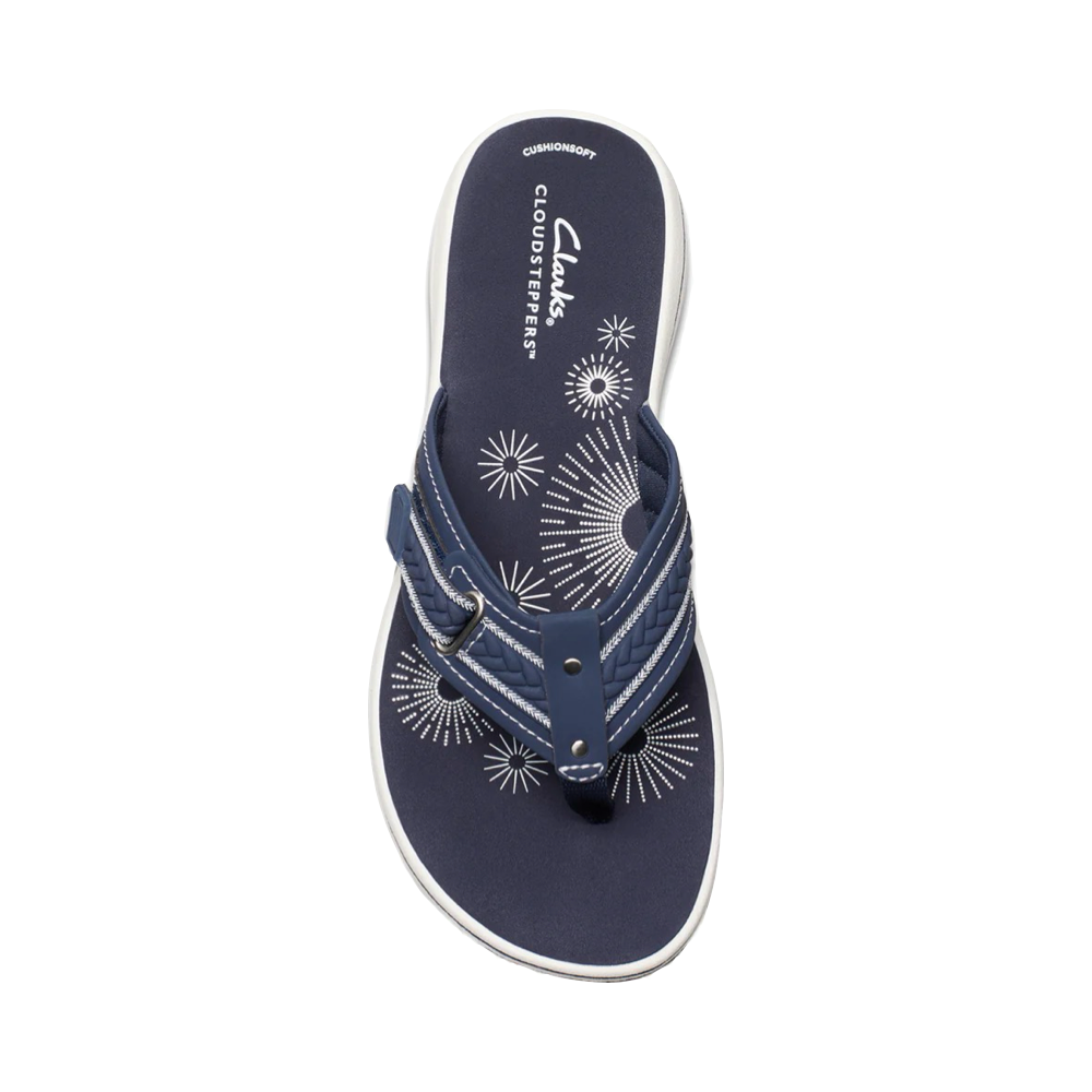 Top-down view of Clarks Breezey Sun Flip Sandal for women.