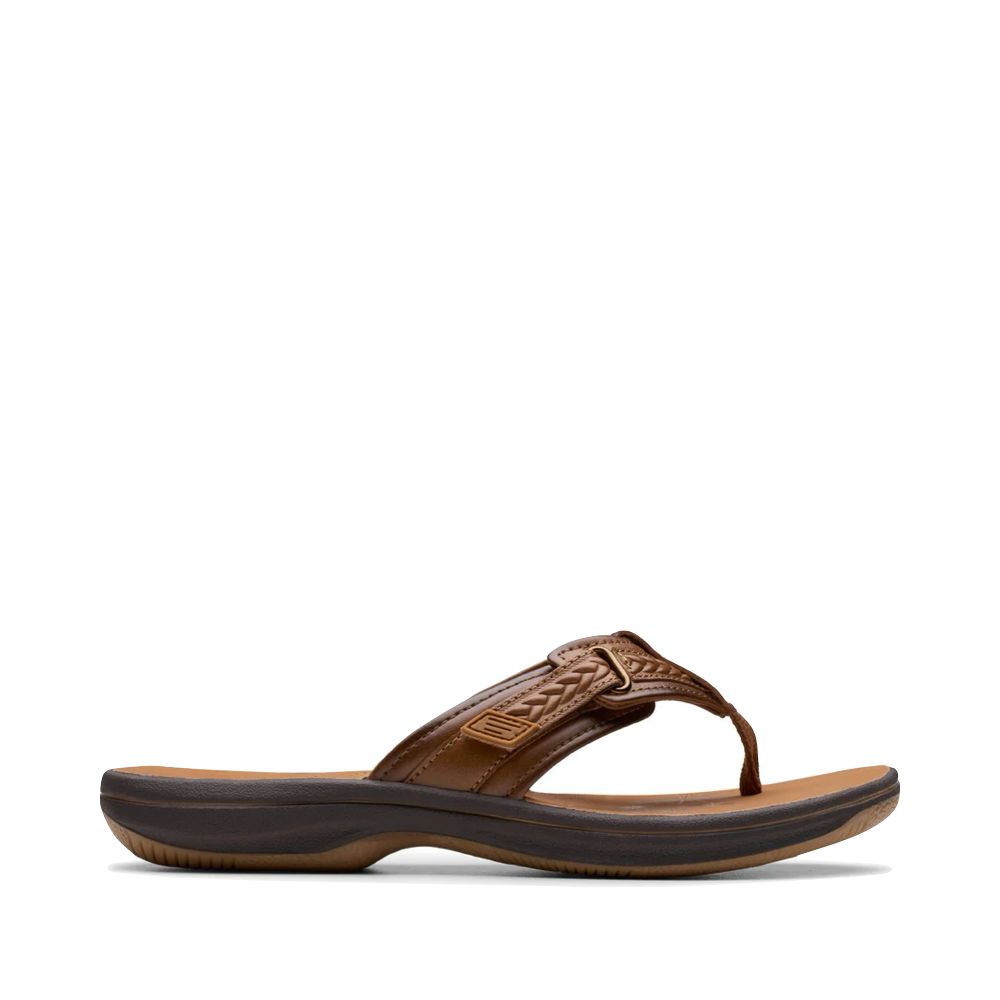 Side (right) view of Clarks Breezey Sun Flip Sandal for women.