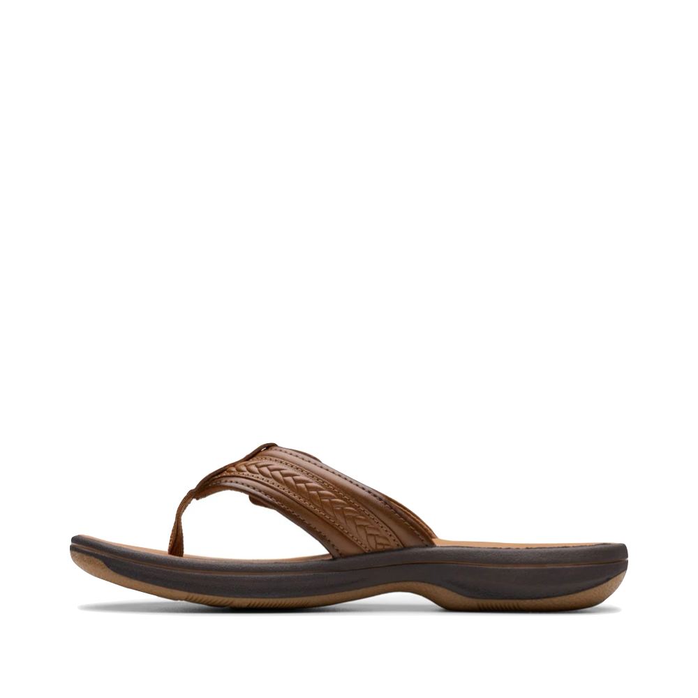 Side (left) view of Clarks Breezey Sun Flip Sandal for women.