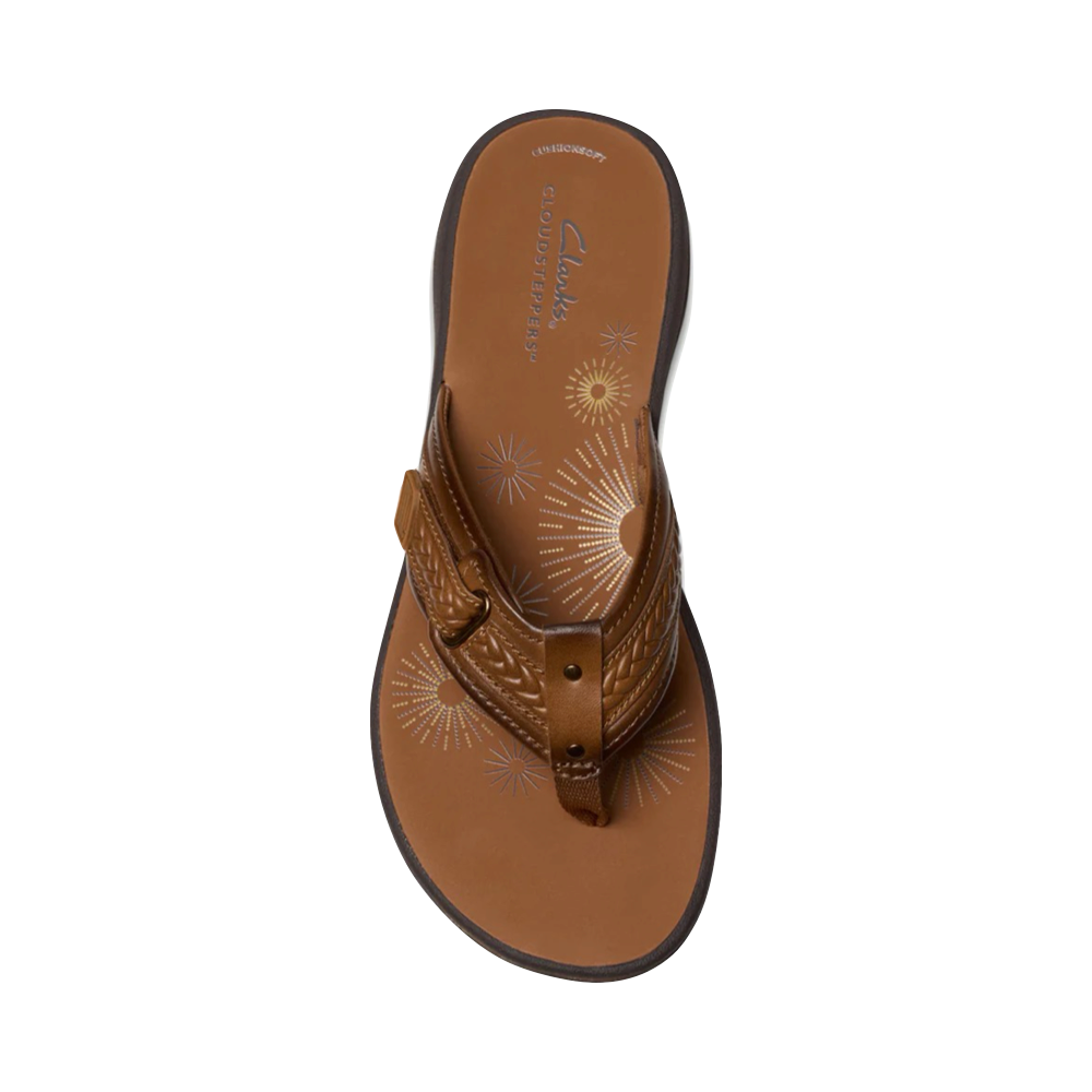 Top-down view of Clarks Breezey Sun Flip Sandal for women.