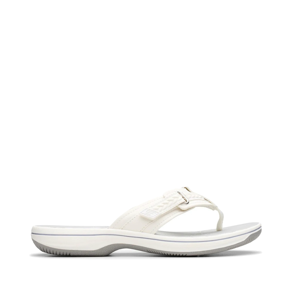Side (right) view of Clarks Breezey Sun Flip Sandal for women.