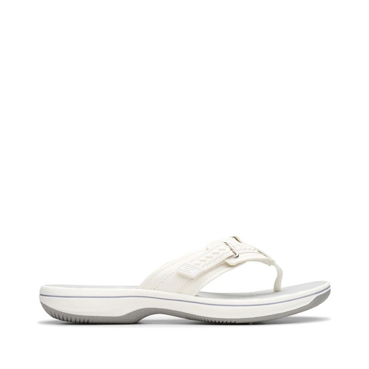 Side (right) view of Clarks Breezey Sun Flip Sandal for women.