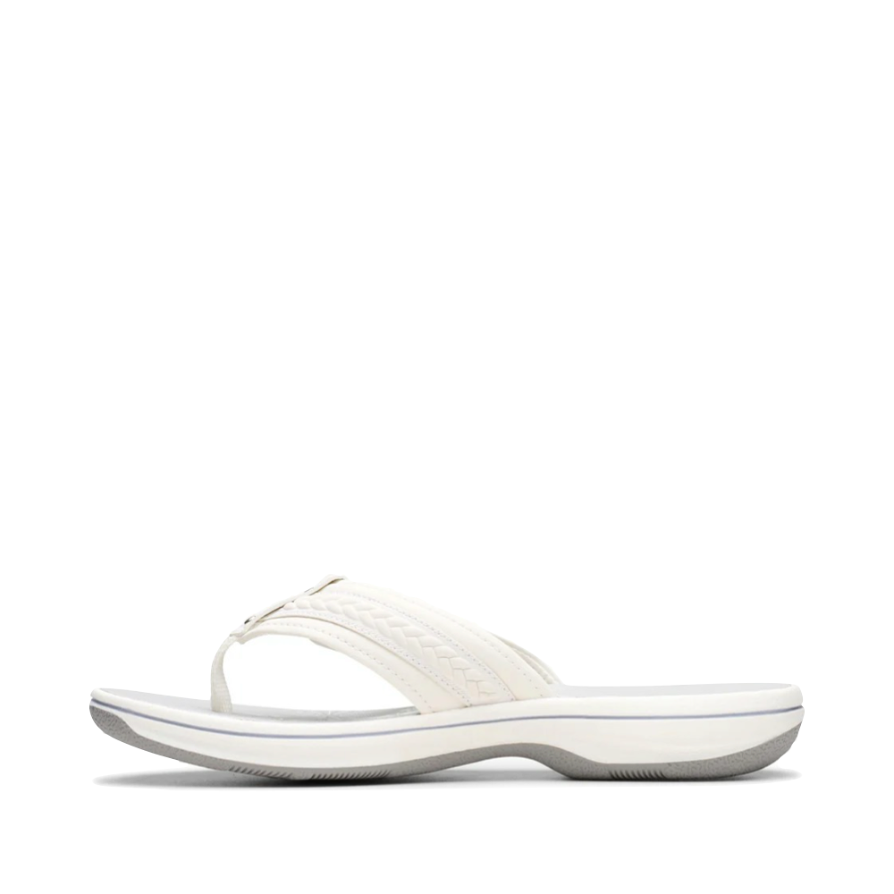 Side (left) view of Clarks Breezey Sun Flip Sandal for women.