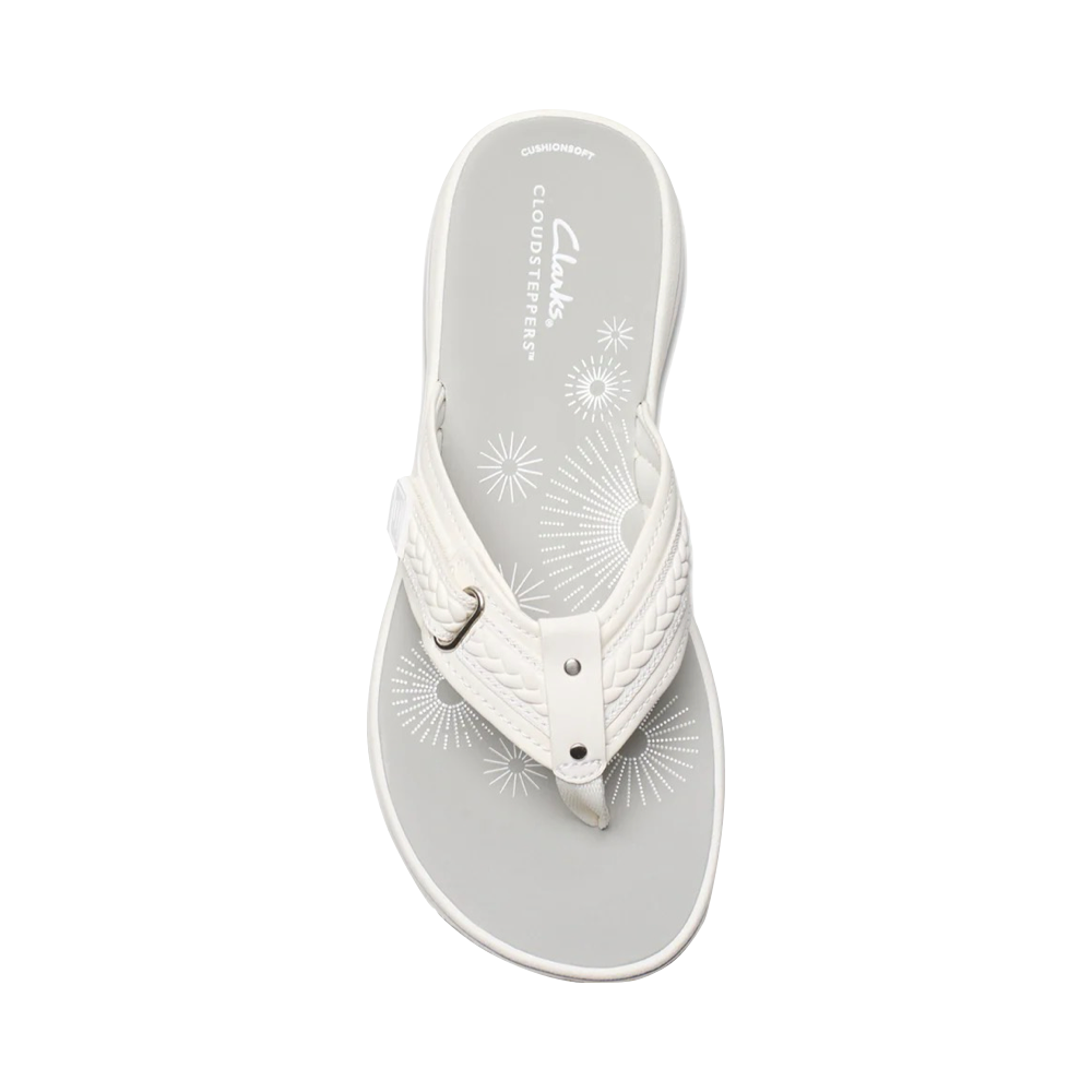 Top-down view of Clarks Breezey Sun Flip Sandal for women.