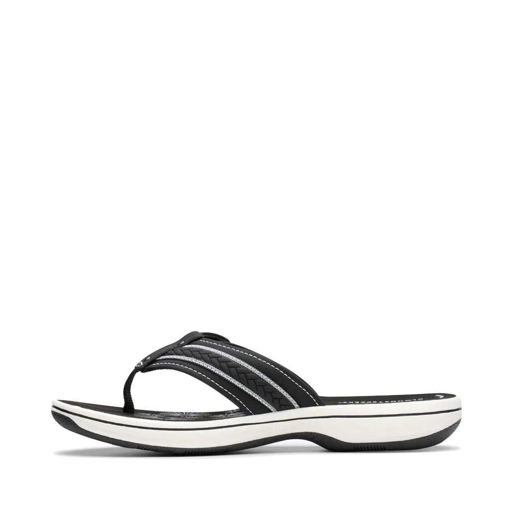 Side (left) view of Clarks Breezy Sun Flip Sandal for women.