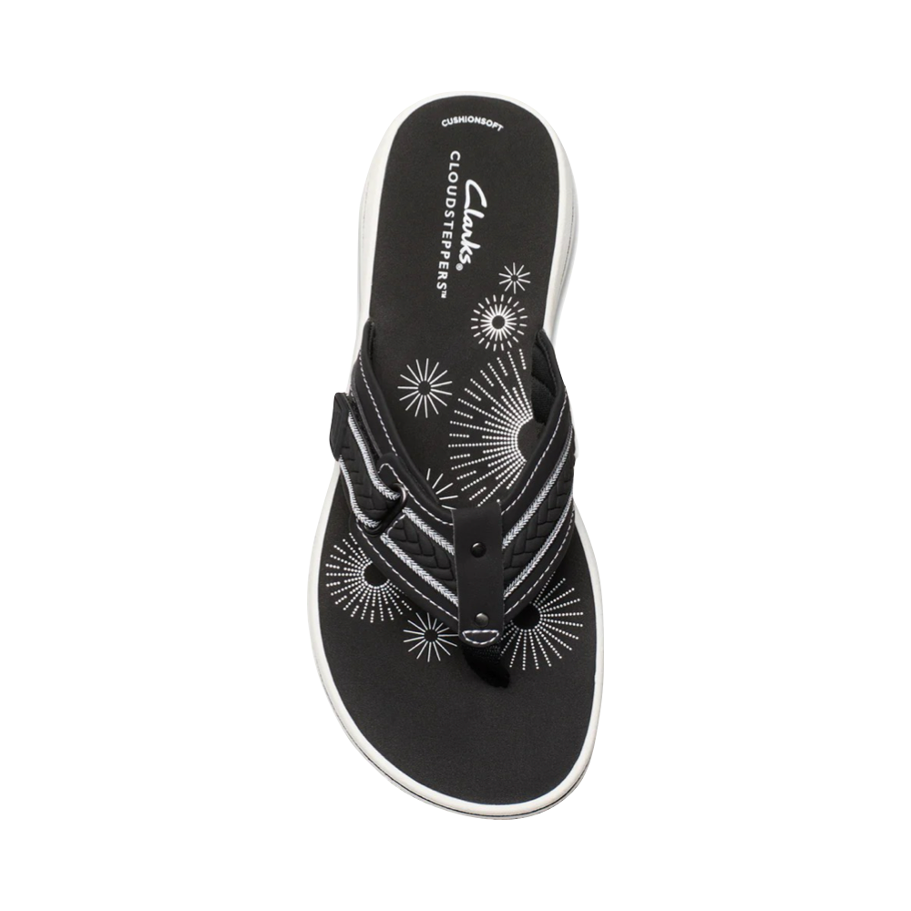 Top-down view of Clarks Breezy Sun Flip Sandal for women.