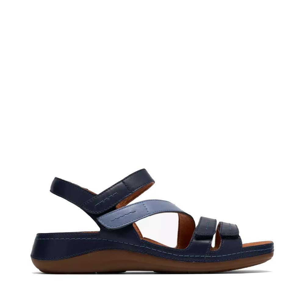 Side (right) view of Clarks Cecily Mix Leather Sandal for women.