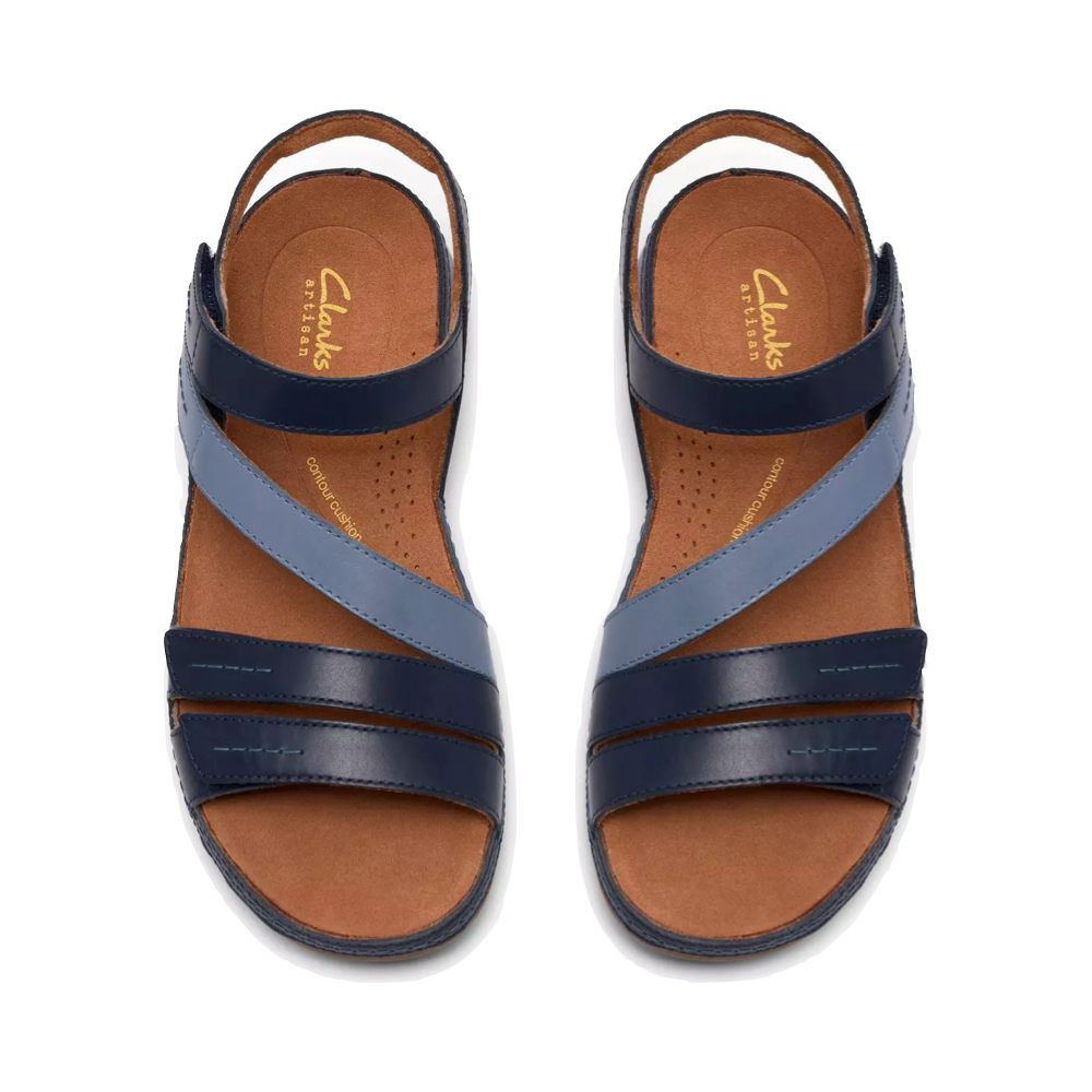 Top-down view of Clarks Cecily Mix Leather Sandal for women.