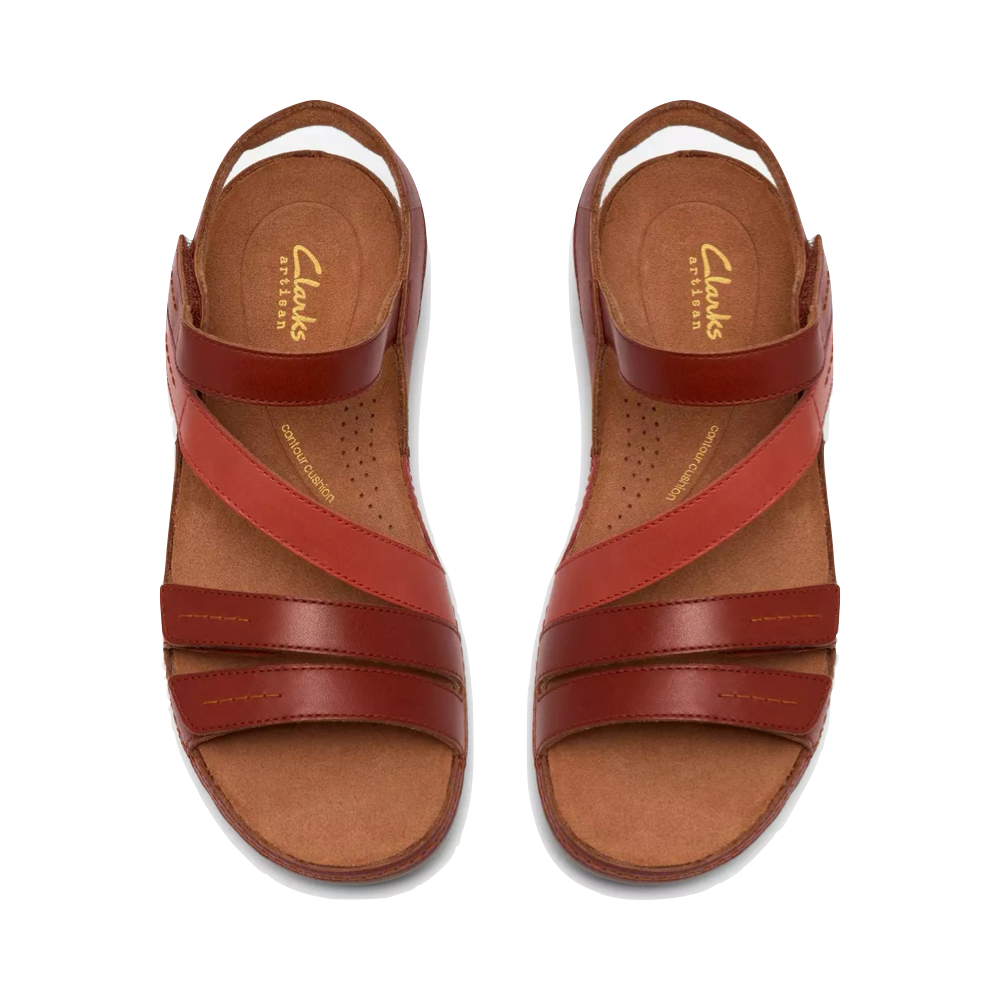 Top-down view of Clarks Cecily Mix Leather Sandal for women.