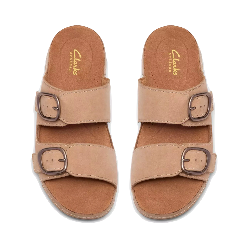 Top-down view of Clarks Cecily Step Slide Sandal for women.
