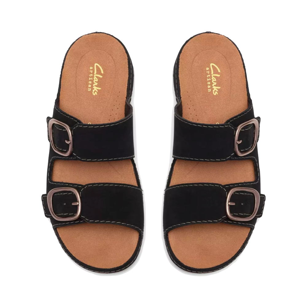 Top-down view of Clarks Cecily Step Slide Sandal for women.