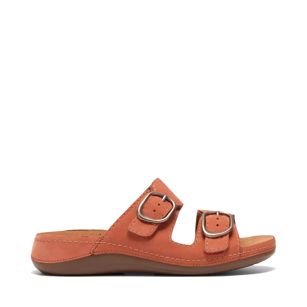 Side (right) view of Clarks Cecily Step Slide Sandal for women.