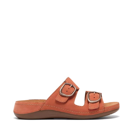 Side (right) view of Clarks Cecily Step Slide Sandal for women.