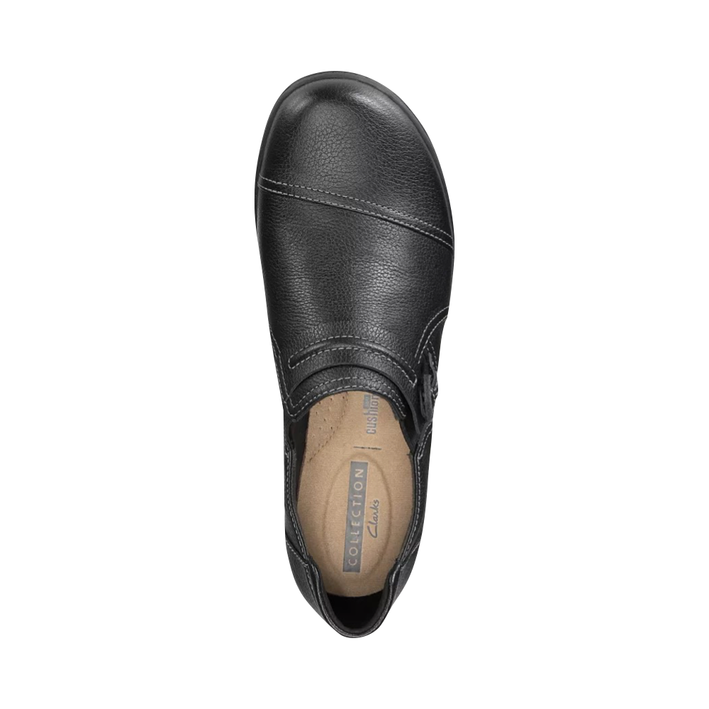 Top-down view of Clarks Cheyn Madi Leather Slip On for women.