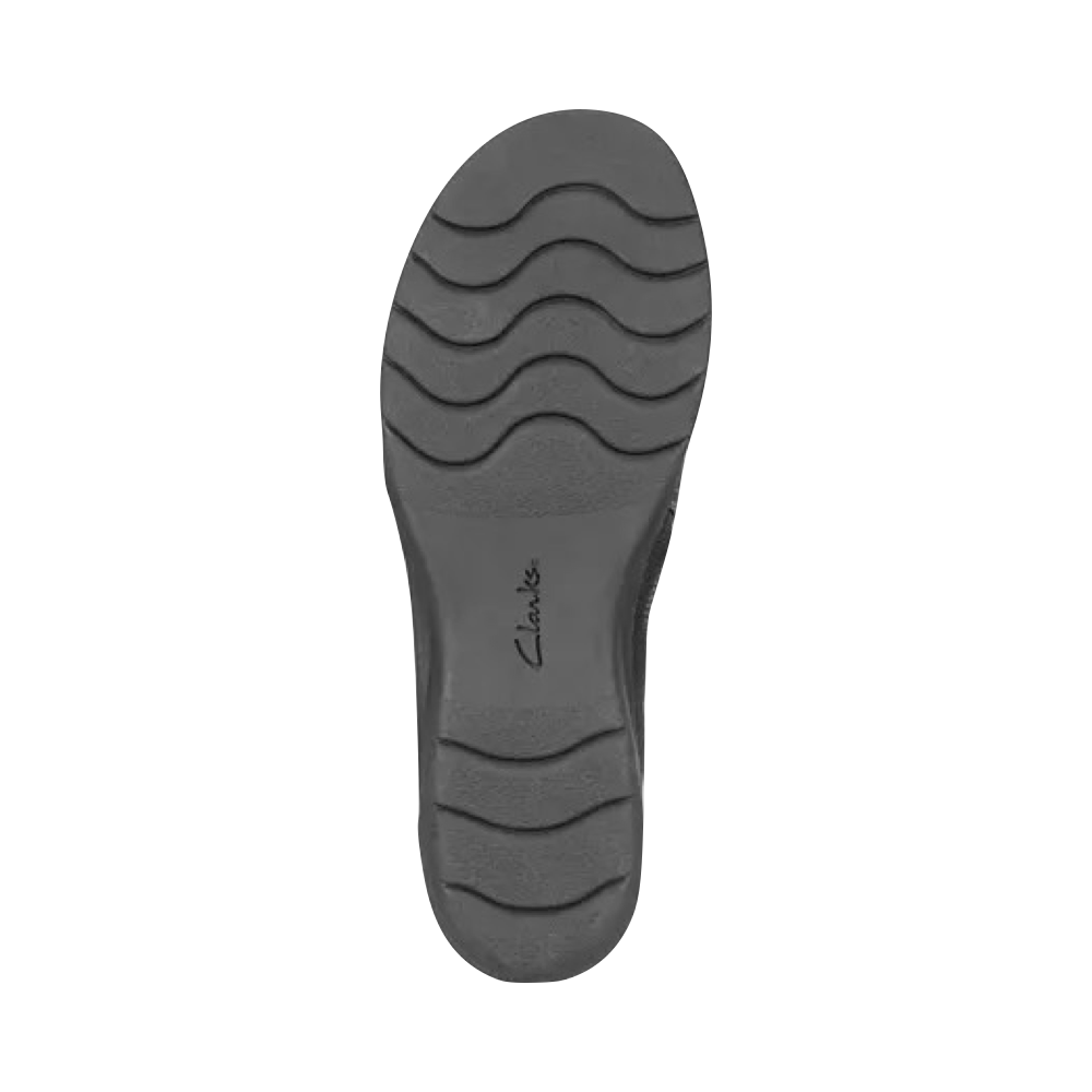 Bottom view of Clarks Cheyn Madi Leather Slip On for women.